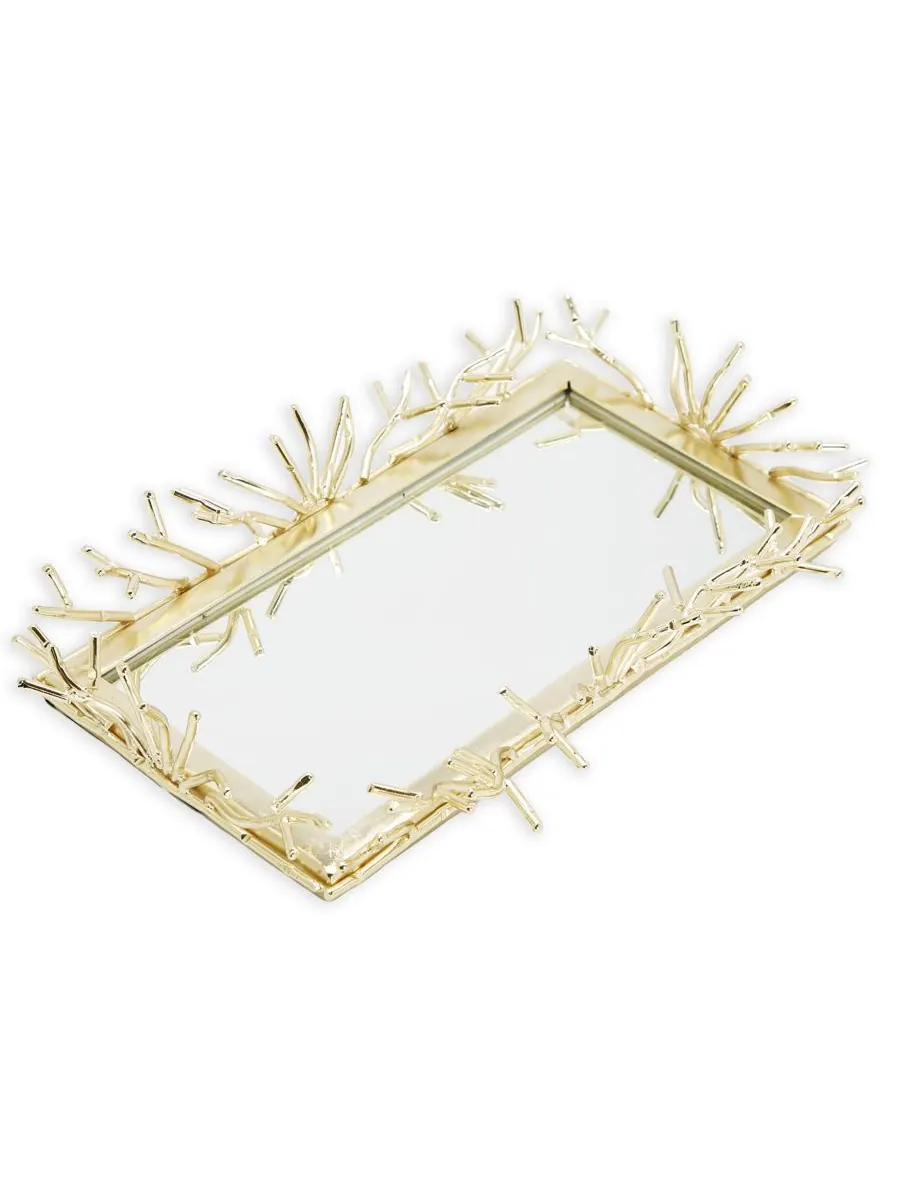 Декоративная прямоугольная рамка для зеркала, 12 x 6 дюймов Classic Touch — изображение 3 из 3, золотистый