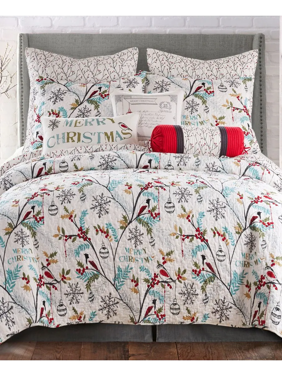 Двустороннее стеганое одеяло Home Mistletoe, размер King/California King Levtex — изображение 1 из 5, зеленый