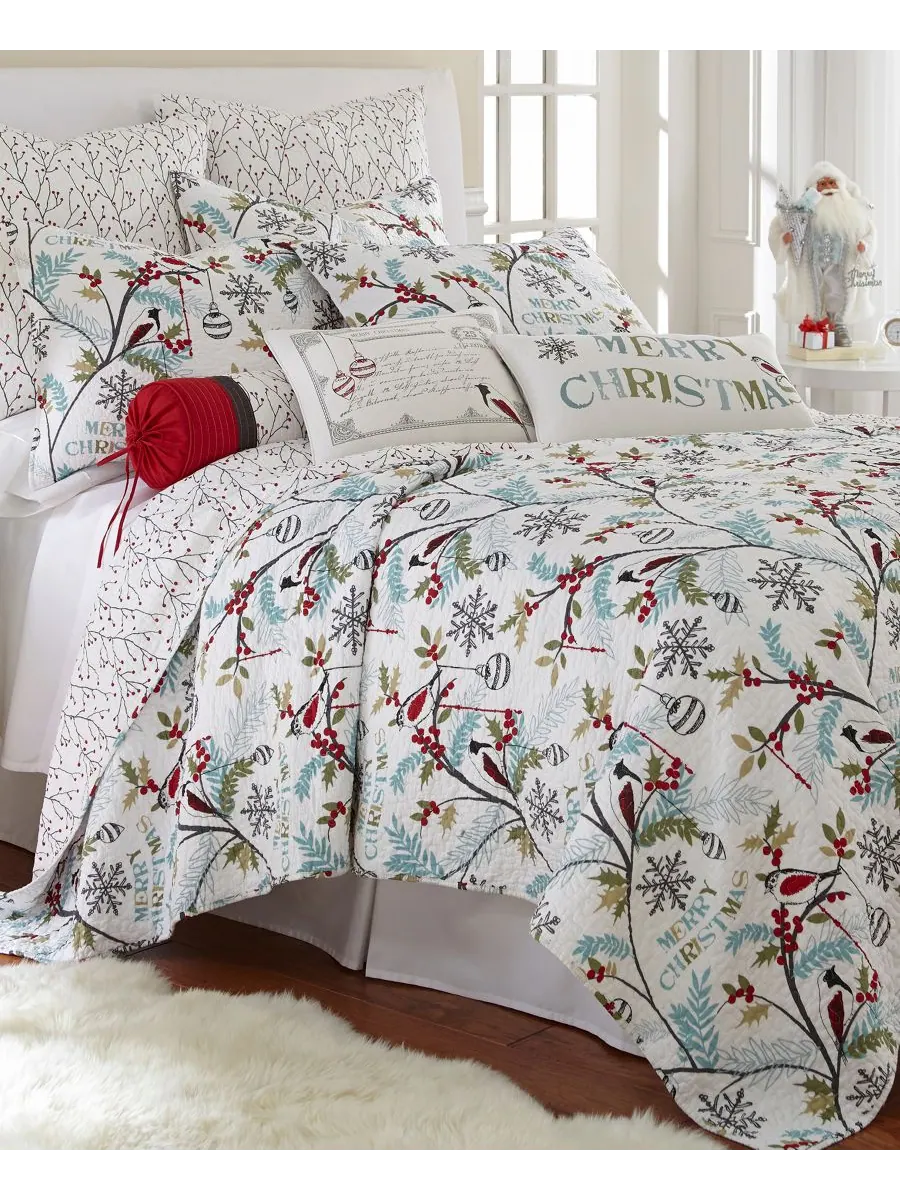 Двустороннее стеганое одеяло Home Mistletoe, размер King/California King Levtex — изображение 5 из 5, зеленый