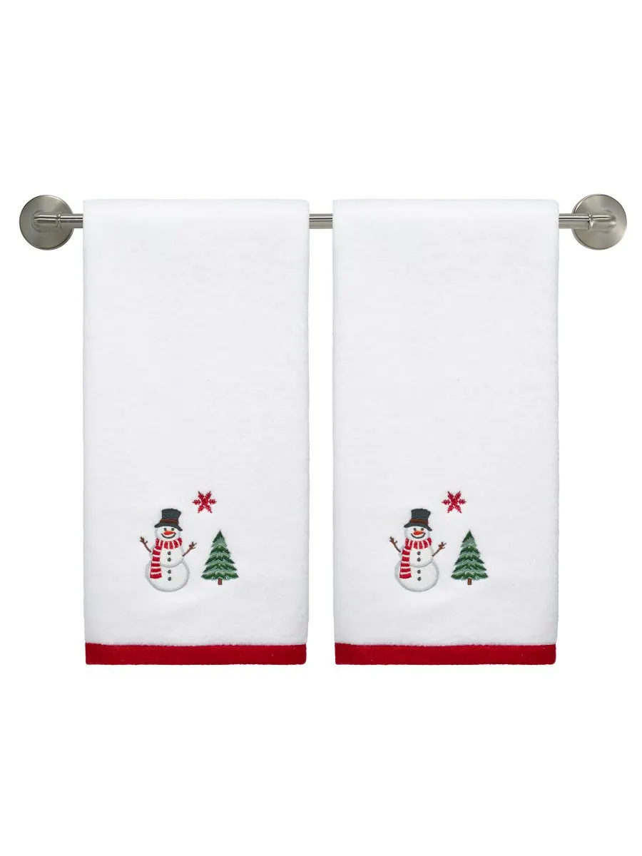 Хлопковое полотенце для рук Зимний снеговик, 28 x 16 дюймов Avanti, White, Towel Sets — изображение 2 из 5, белый