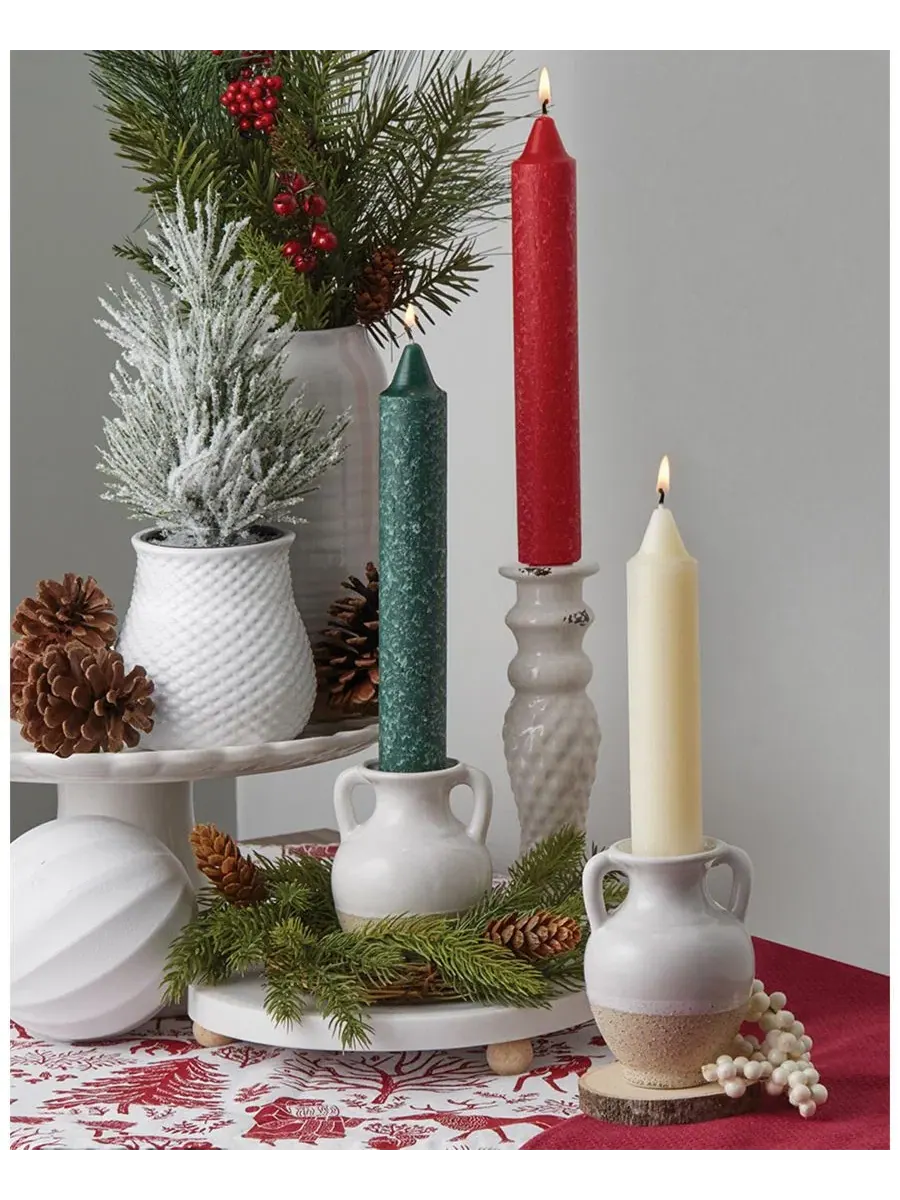 Набор из 4 конусных свечей Timberline Collenette 23 см Root Candles — изображение 4 из 4, темный зеленый