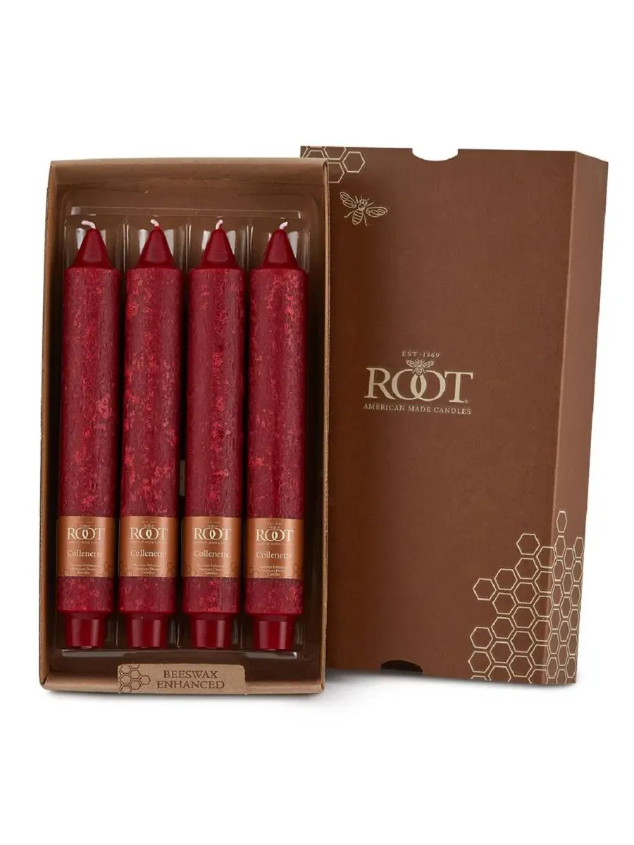 Набор из 4 конусных свечей Timberline Collenette 23 см Root Candles, гранатовый