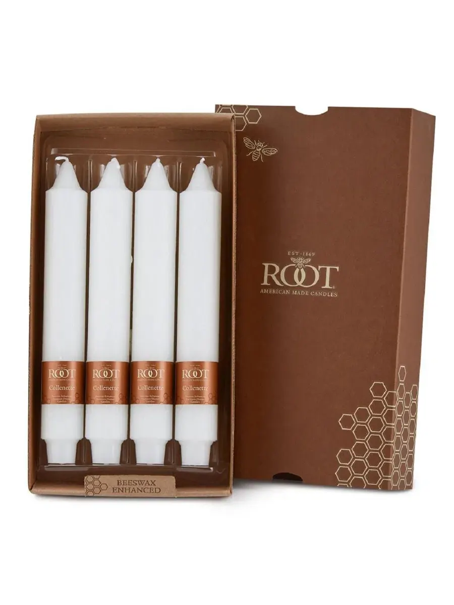Набор из 4 конусных свечей Timberline Collenette 23 см Root Candles — белый
