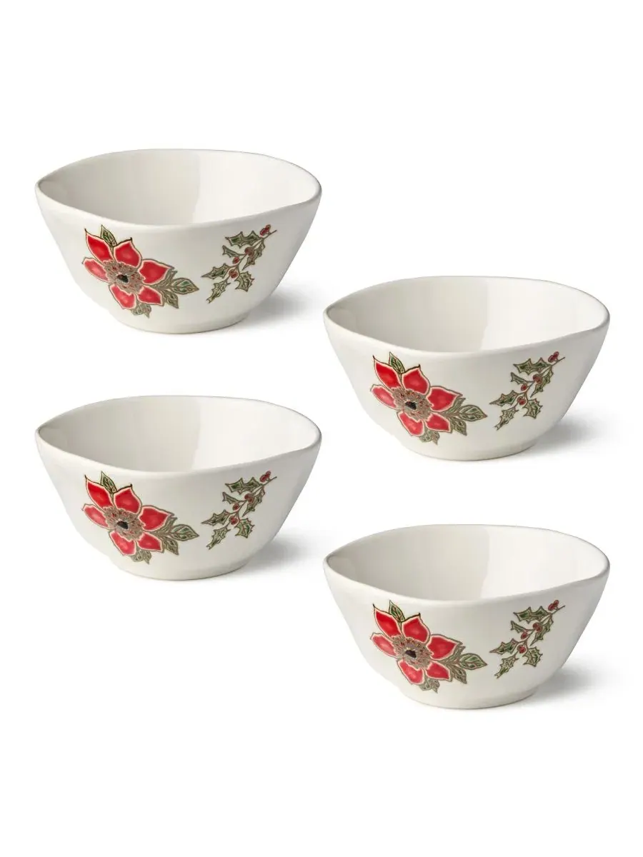 Набор из 4 пиал Festive Blooms, 26 унций, керамика Certified International — изображение 1 из 3, мульти