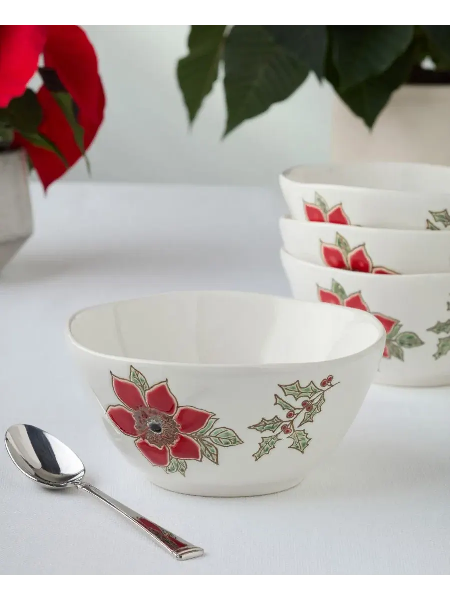 Набор из 4 пиал Festive Blooms, 26 унций, керамика Certified International — изображение 3 из 3, мульти