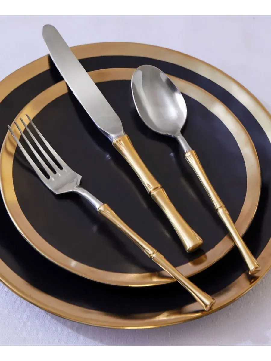 Набор столовых приборов Rattan Mirrored Accented Gold, 20 предметов, на 4 персоны Godinger — изображение 3 из 5