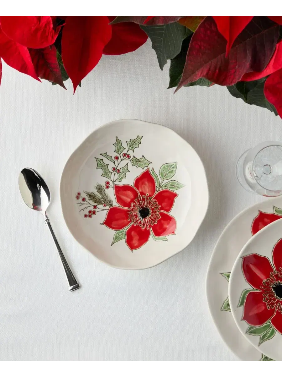 Набор из 4 обеденных пиал Festive Blooms, керамика Certified International, 40 унций — изображение 4 из 4, мульти
