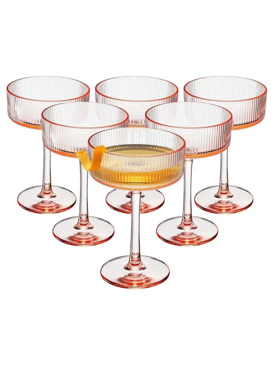 Набор из 6 ударопрочных бокалов для коктейлей Khen Art Deco The Wine Savant — изображение 1 из 4, розовый