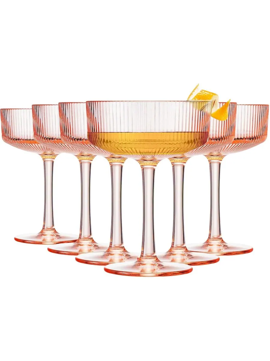 Набор из 6 ударопрочных бокалов для коктейлей Khen Art Deco The Wine Savant — изображение 2 из 4, розовый