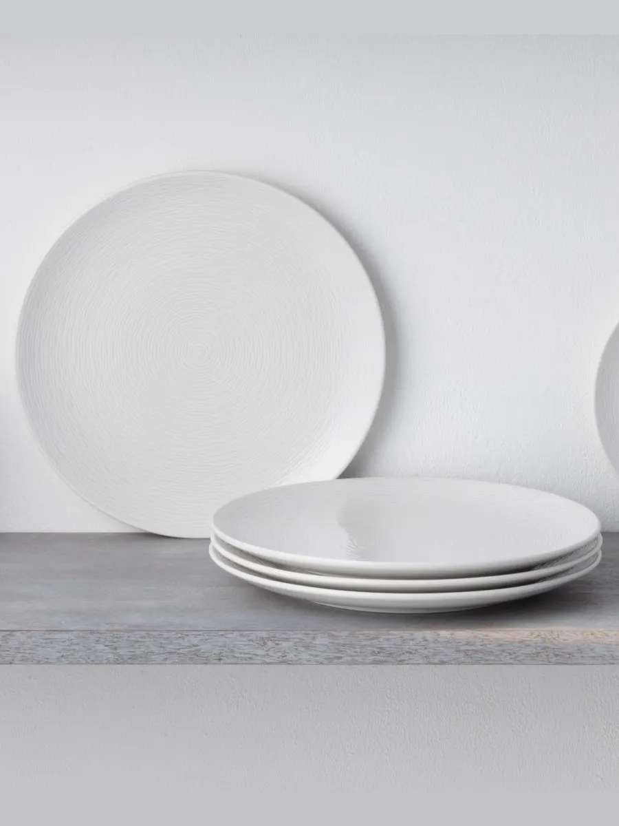 Набор из 4 обеденных тарелок Swirl Coupe Noritake — изображение 2 из 9, белый