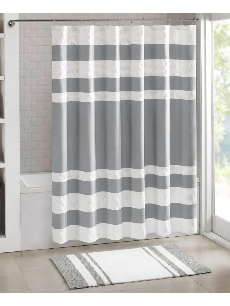Шторка для душа spa waffle 3m-scotchgard, 72" x 72" Madison Park — изображение 3 из 9, серый