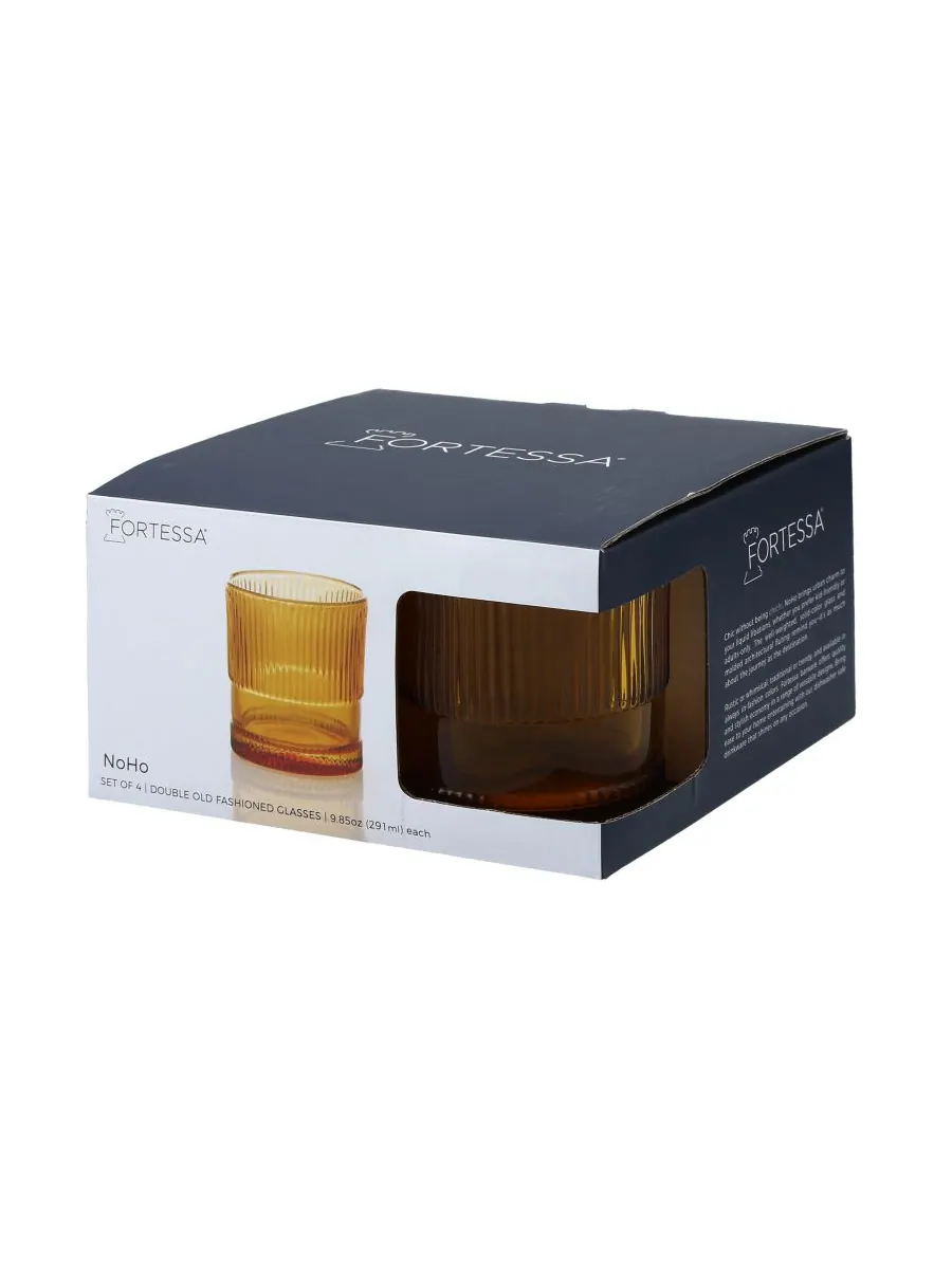 Набор из 4 стаканов NoHo Double Old-Fashioned объемом 9,85 унций Fortessa — изображение 5 из 10, янтарный