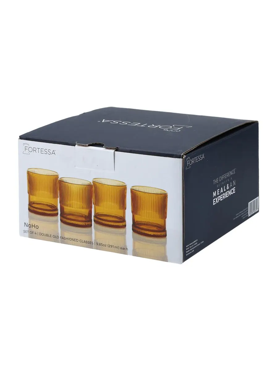Набор из 4 стаканов NoHo Double Old-Fashioned объемом 9,85 унций Fortessa — изображение 6 из 10, янтарный