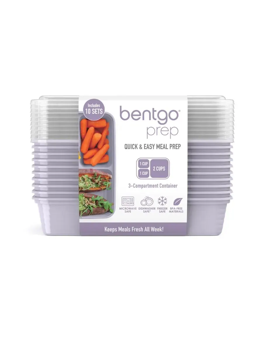 Набор из 10 контейнеров для хранения продуктов Food Prep с 3 отделениями Bentgo, Link — изображение 2 из 8