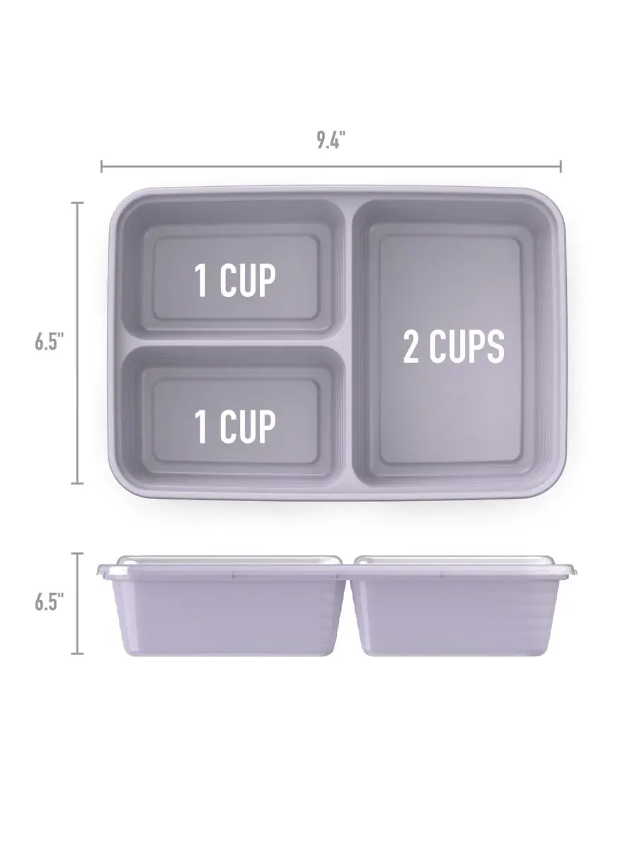 Набор из 10 контейнеров для хранения продуктов Food Prep с 3 отделениями Bentgo, Link — изображение 3 из 8