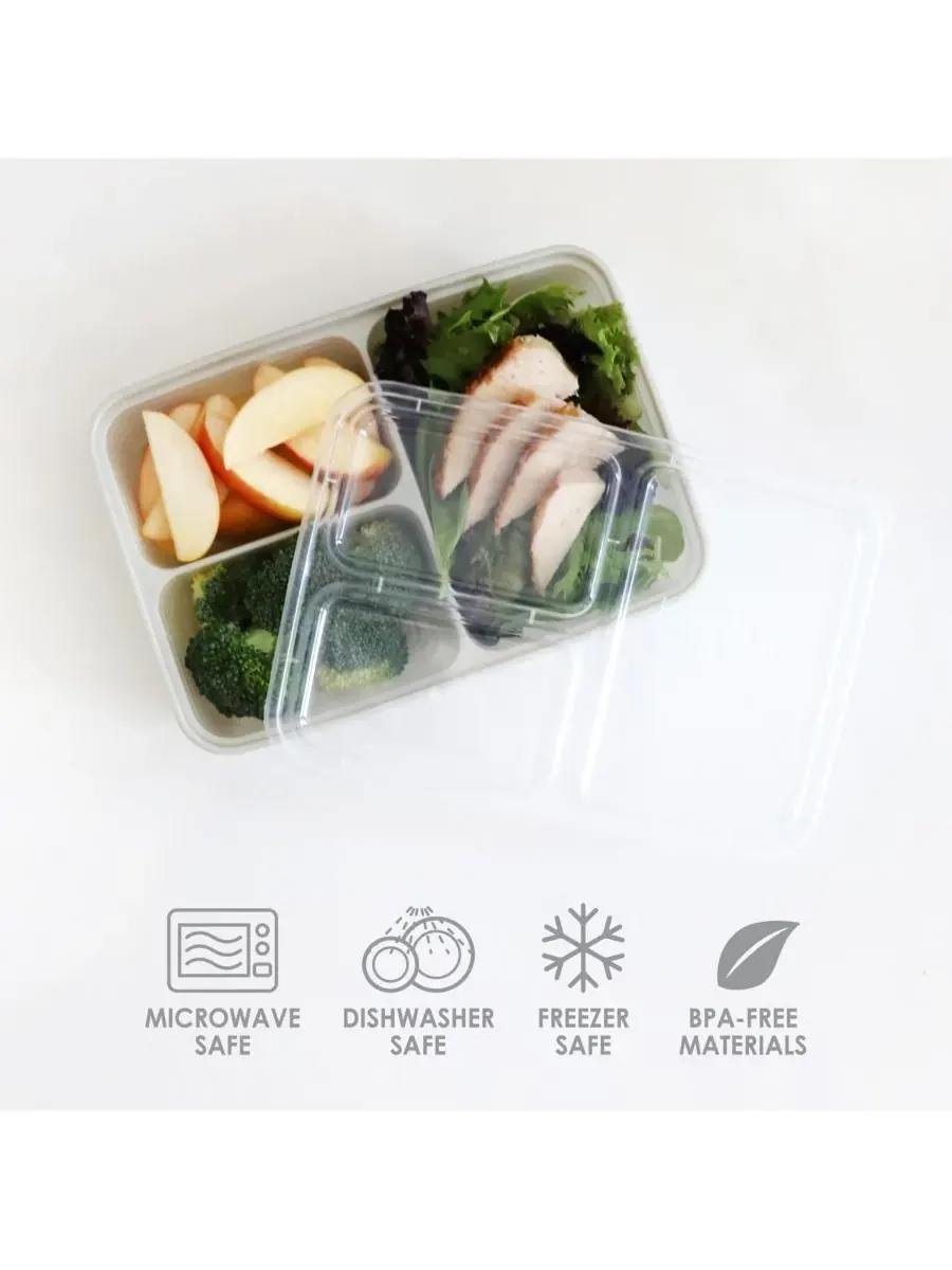 Набор из 10 контейнеров для хранения продуктов Food Prep с 3 отделениями Bentgo, Link — изображение 7 из 8