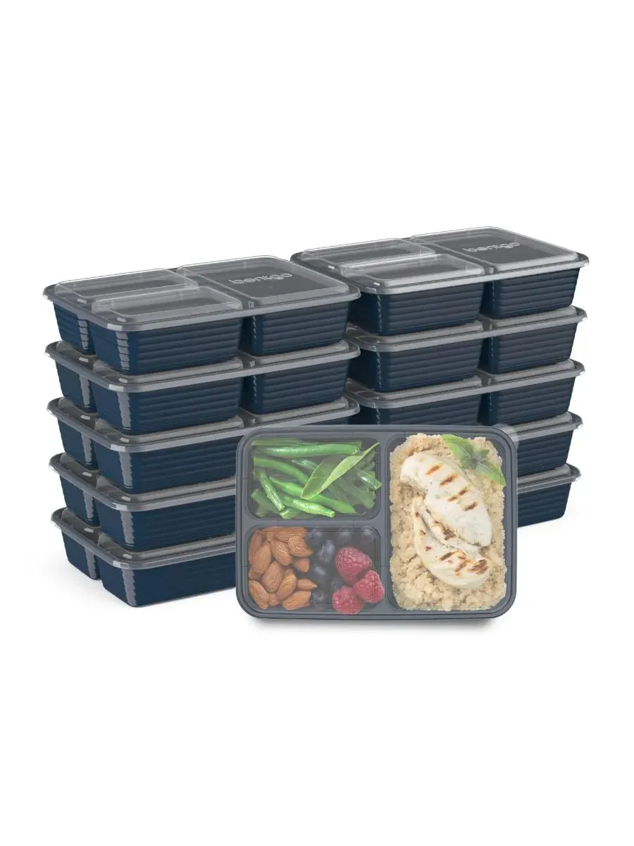 Набор из 10 контейнеров для хранения продуктов Food Prep с 3 отделениями Bentgo