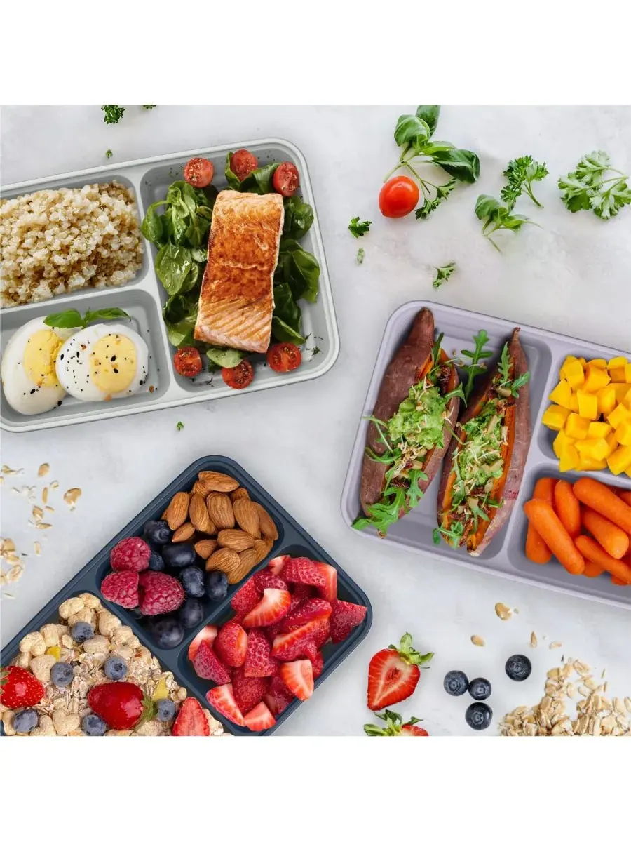 Набор из 10 контейнеров для хранения продуктов Food Prep с 3 отделениями Bentgo — изображение 8 из 8, темно-синий