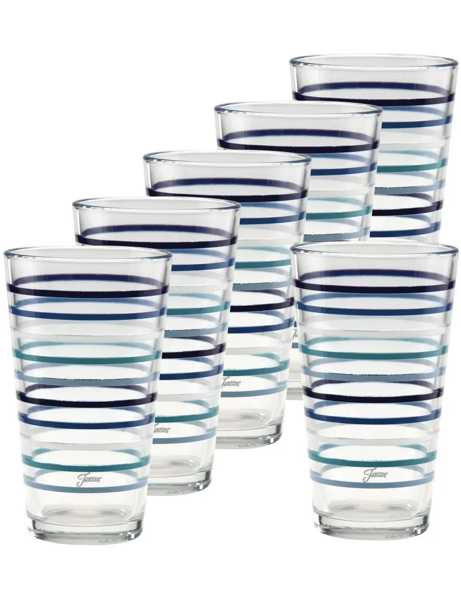 Набор из 6 стаканов Tapered Cooler, 0,47 л, с дизайном Coastal Blues Fiesta — мульти