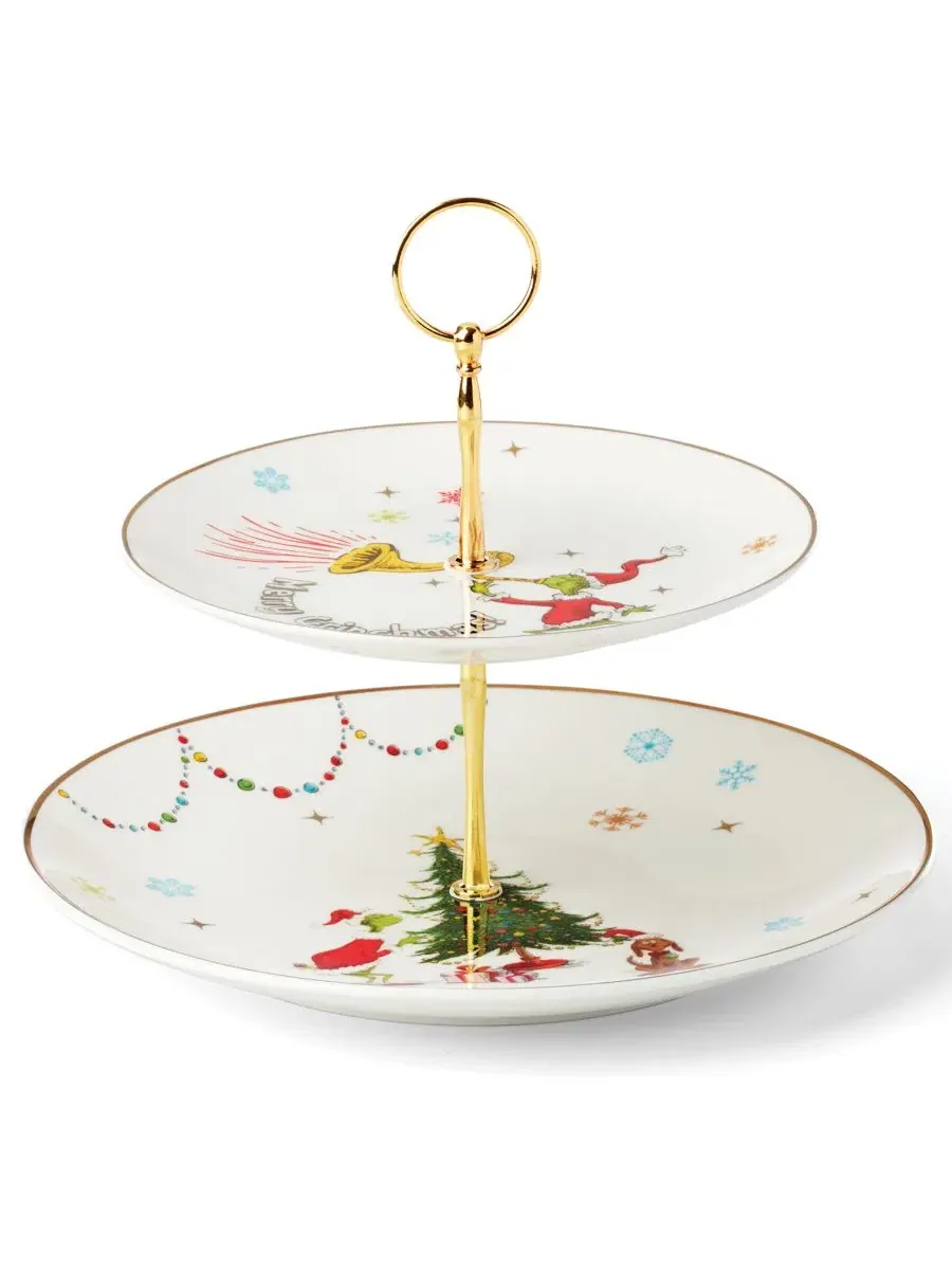 Двухъярусное блюдо Grinchmas 27 см Lenox — изображение 1 из 4, белый