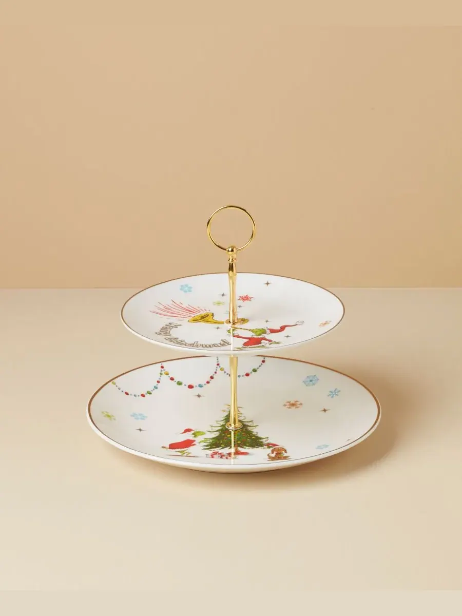Двухъярусное блюдо Grinchmas 27 см Lenox — изображение 2 из 4, белый