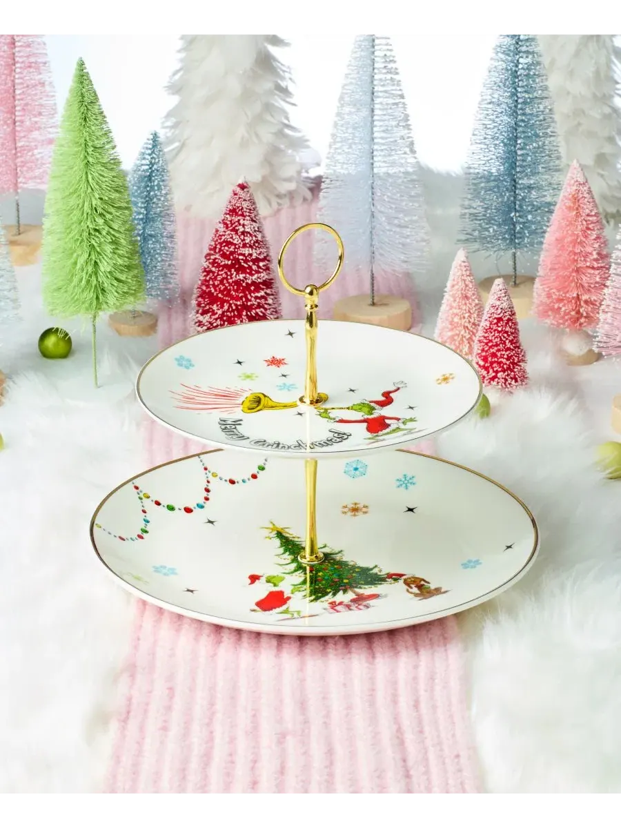 Двухъярусное блюдо Grinchmas 27 см Lenox — изображение 3 из 4, белый