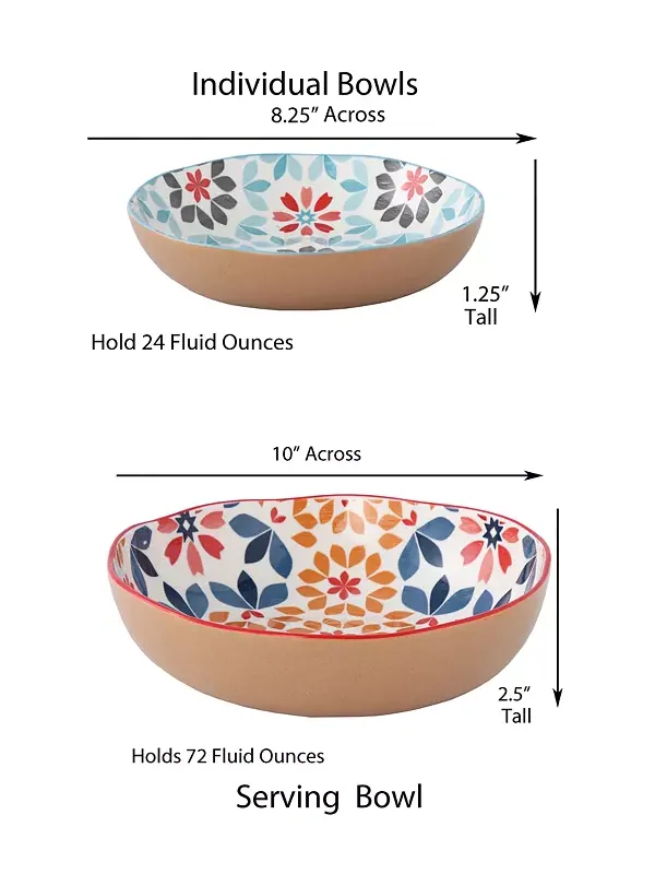Набор для пасты и мисок Geo Floral из 5 предметов Lorren Home Trends — изображение 4 из 4, мульти