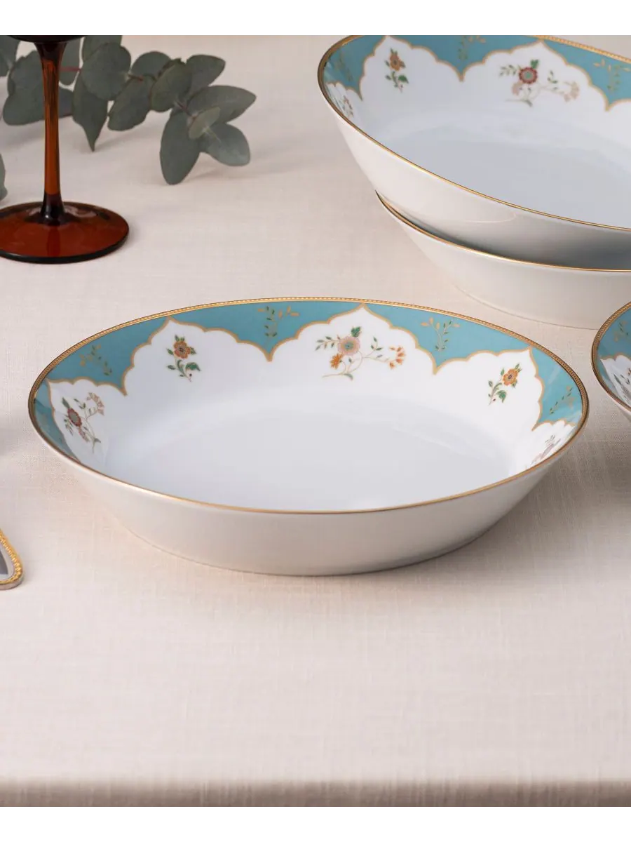 Набор из 4 обеденных тарелок Lodi's Morning Coupe, 9-3/4 дюйма, 43 унции Noritake — изображение 3 из 4, синий