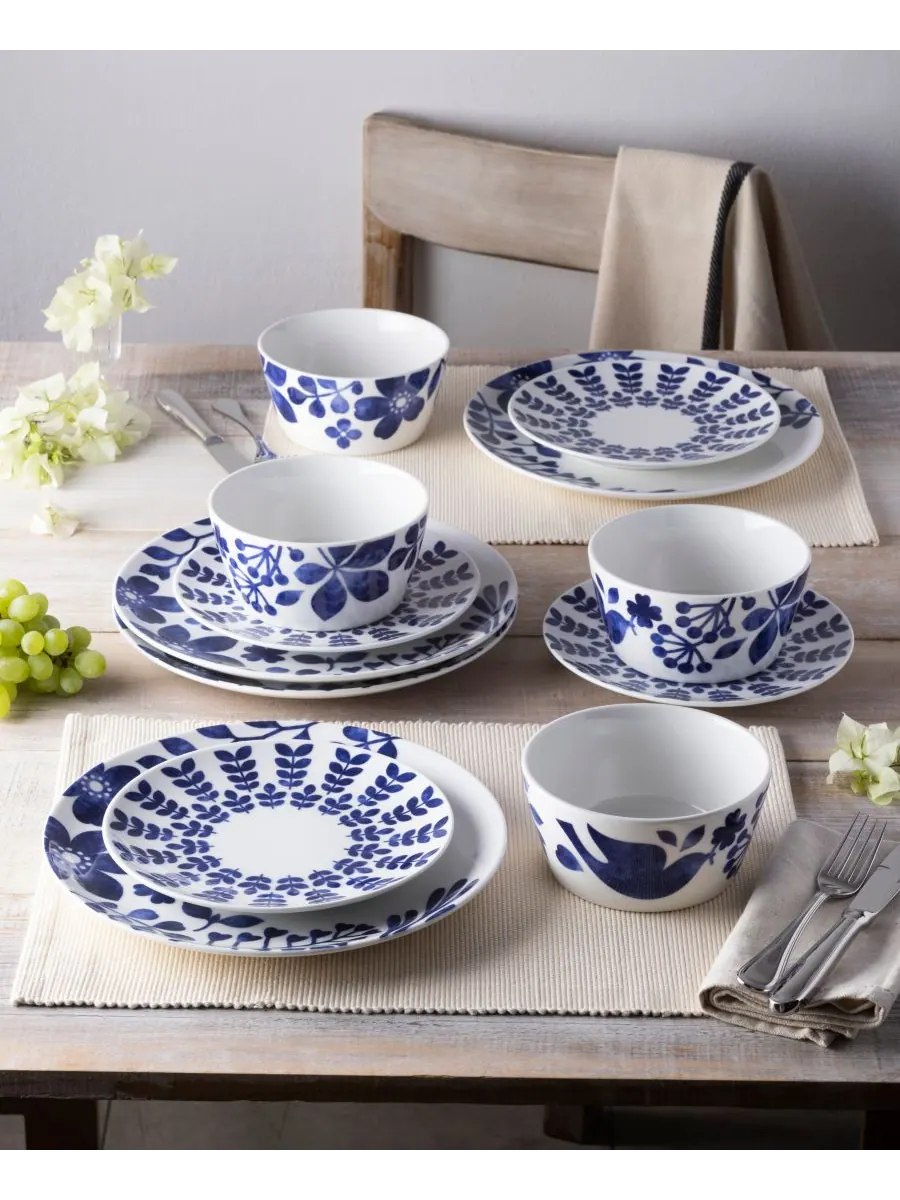 Набор из 4 салатниц Sandefjord Coupe, диаметр 8,25 дюйма Noritake — изображение 2 из 4, синий