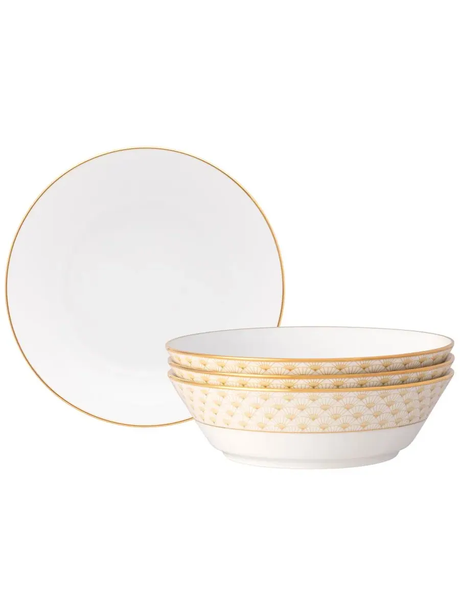 Набор из 4 суповых тарелок Noritake Trocadero Gold, 18 см — изображение 1 из 7, золотистый белый