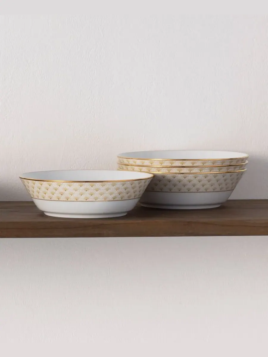 Набор из 4 суповых тарелок Noritake Trocadero Gold, 18 см — изображение 2 из 7, золотистый белый