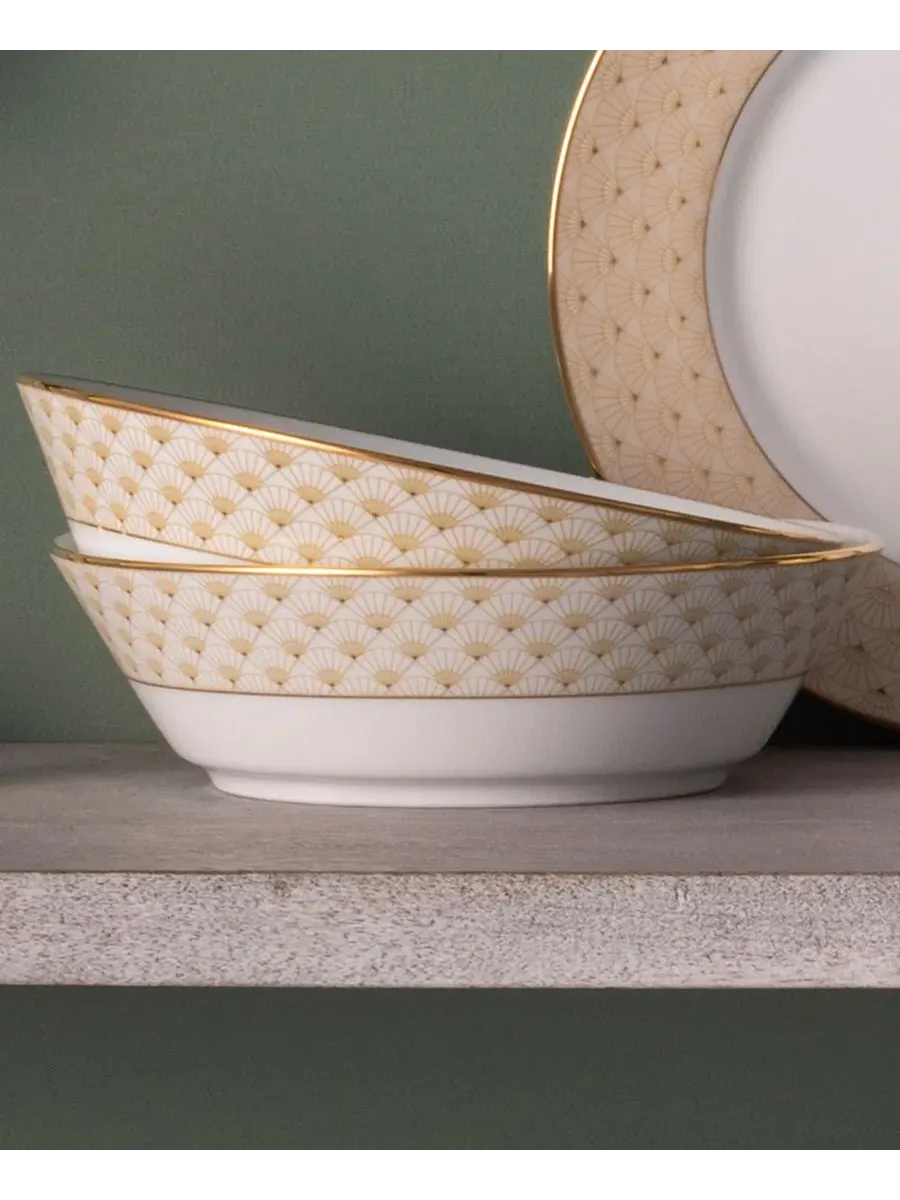 Набор из 4 суповых тарелок Noritake Trocadero Gold, 18 см — изображение 4 из 7, золотистый белый