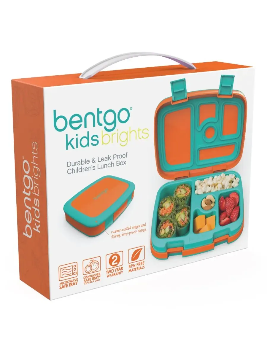 Детский ланч-бокс Kids Brights с 5 отделениями в стиле бенто Bentgo — изображение 1 из 5, оранжевый