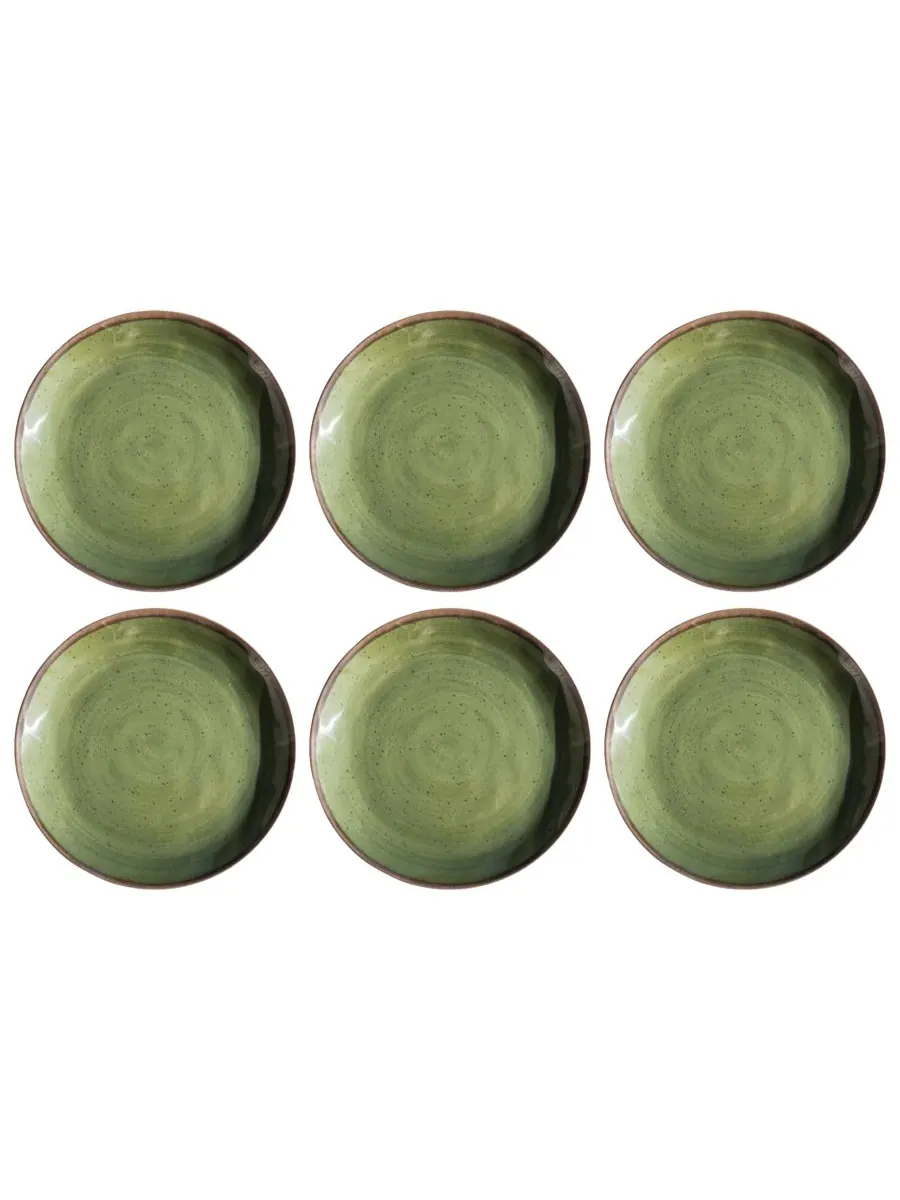 Набор из 6 обеденных тарелок Retreat Pottery, на 6 персон Abode Homewares — изображение 1 из 5, зеленый
