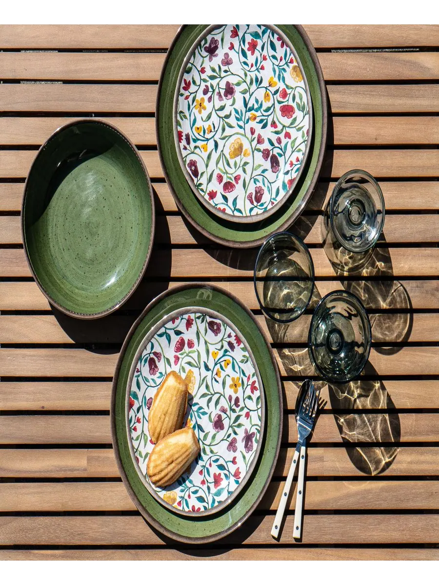 Набор из 6 обеденных тарелок Retreat Pottery, на 6 персон Abode Homewares — изображение 3 из 5, зеленый
