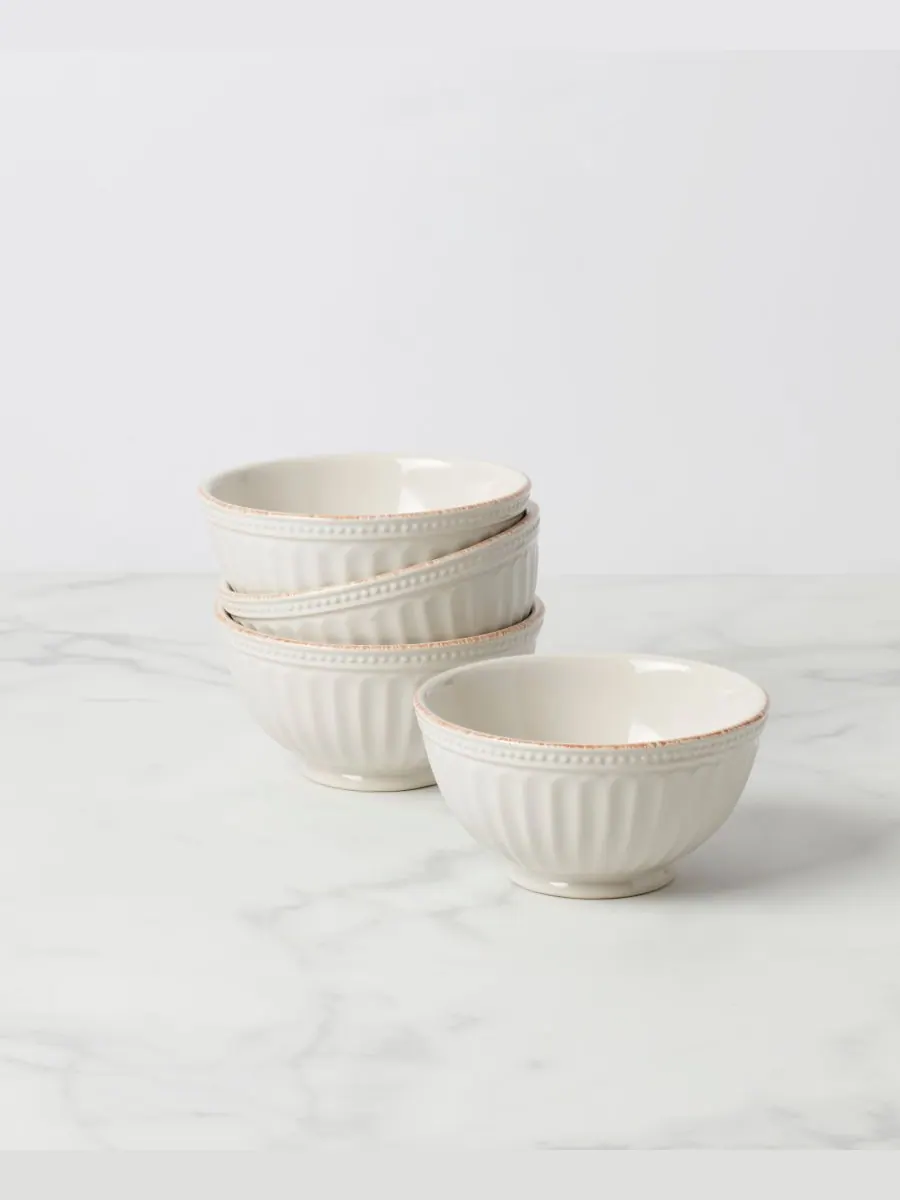Набор из 4 универсальных мисок French Perle Groove Lenox — изображение 4 из 4, белый