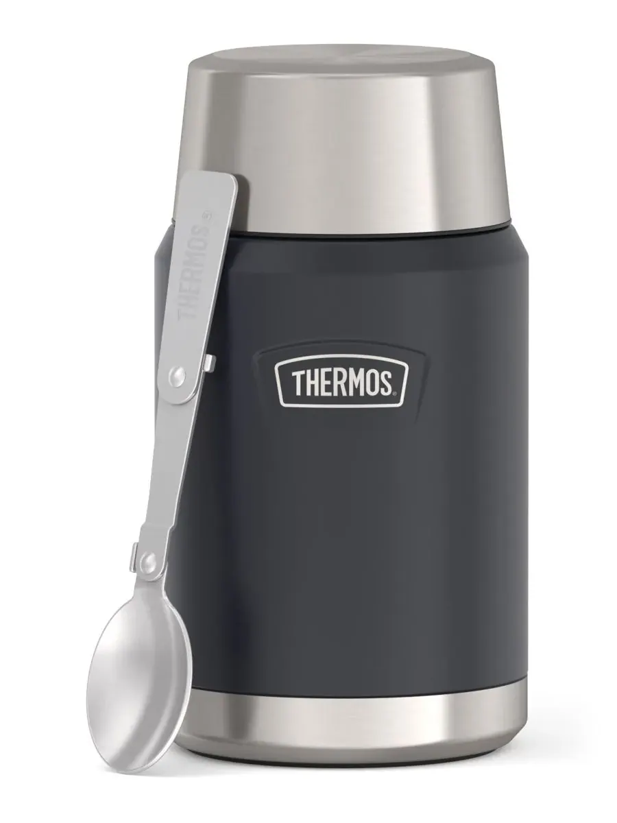 Контейнер для еды Icon Series объемом 0,7 л с ложкой Thermos — изображение 3 из 7, серый