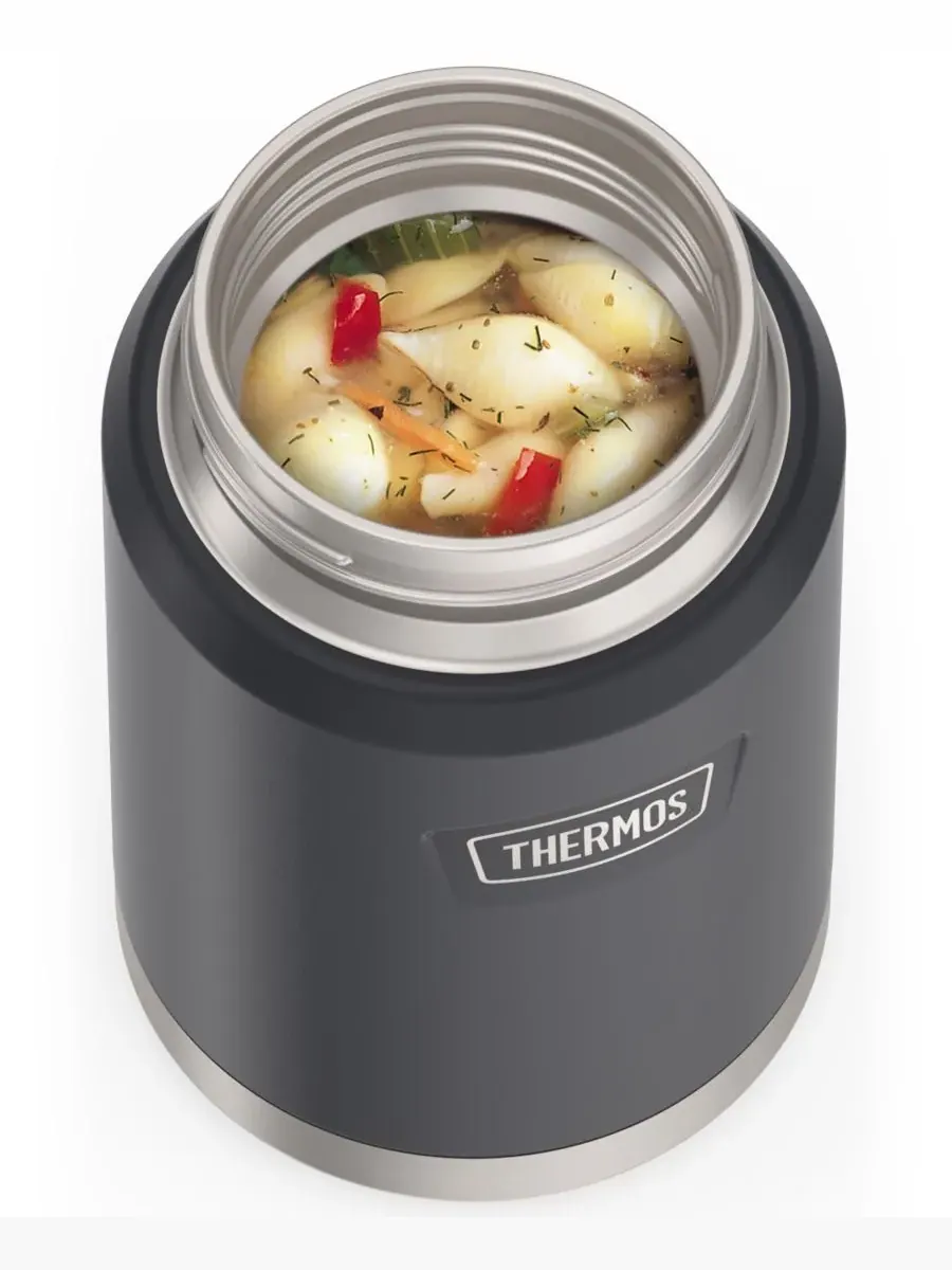 Контейнер для еды Icon Series объемом 0,7 л с ложкой Thermos — изображение 7 из 7, серый