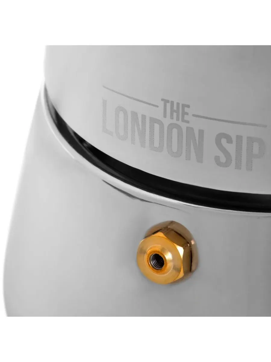 Кофеварка эспрессо из нержавеющей стали на 10 чашек London Sip — изображение 4 из 6, серебряный