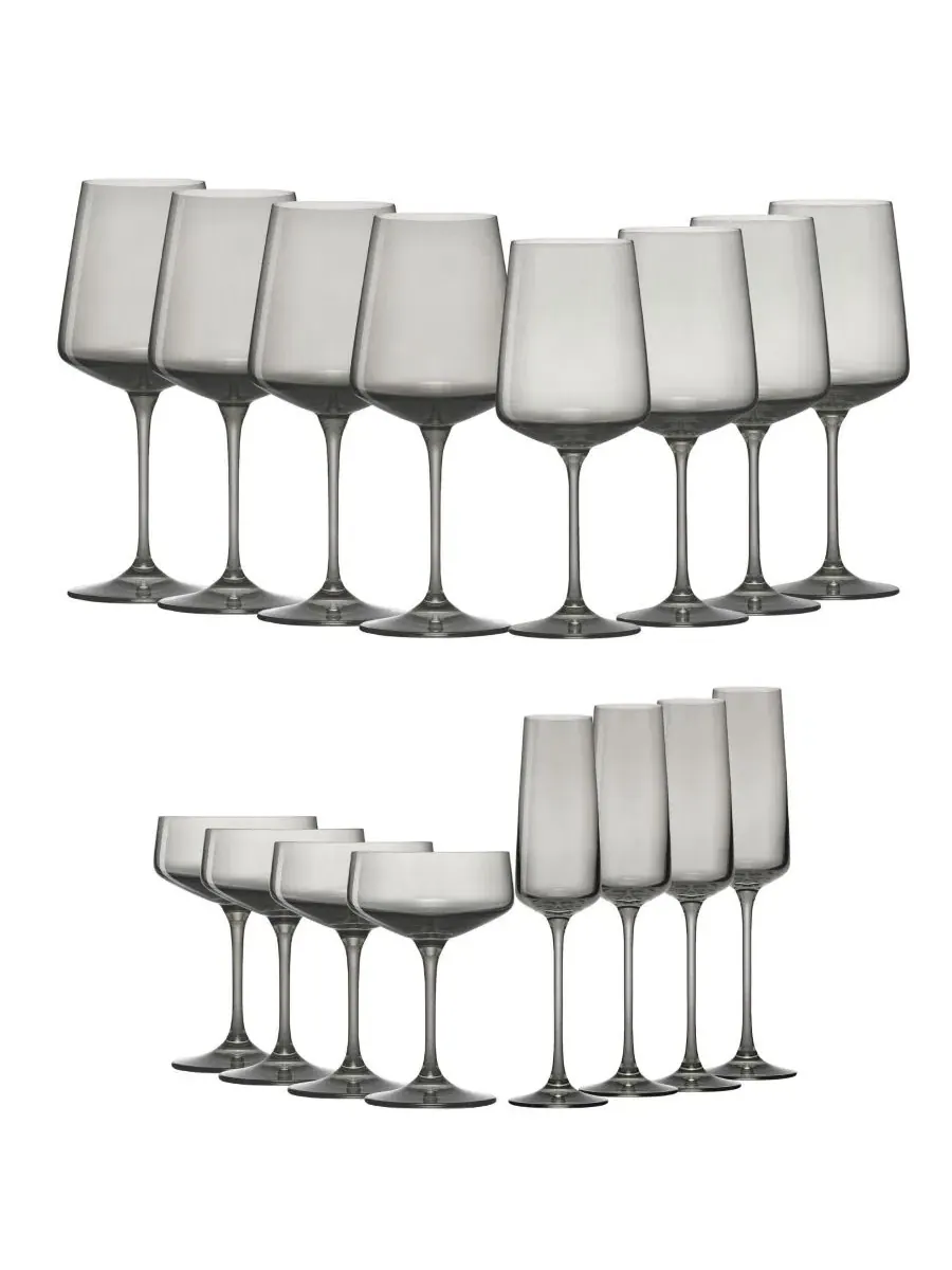 Набор из 16 бокалов Sidney Stemware JoyJolt — изображение 1 из 8, дымчатый
