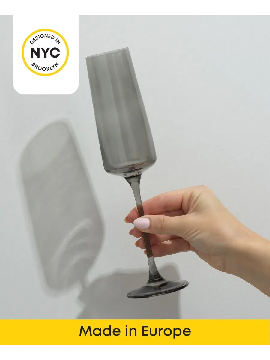 Набор из 16 бокалов Sidney Stemware JoyJolt — изображение 4 из 8, дымчатый