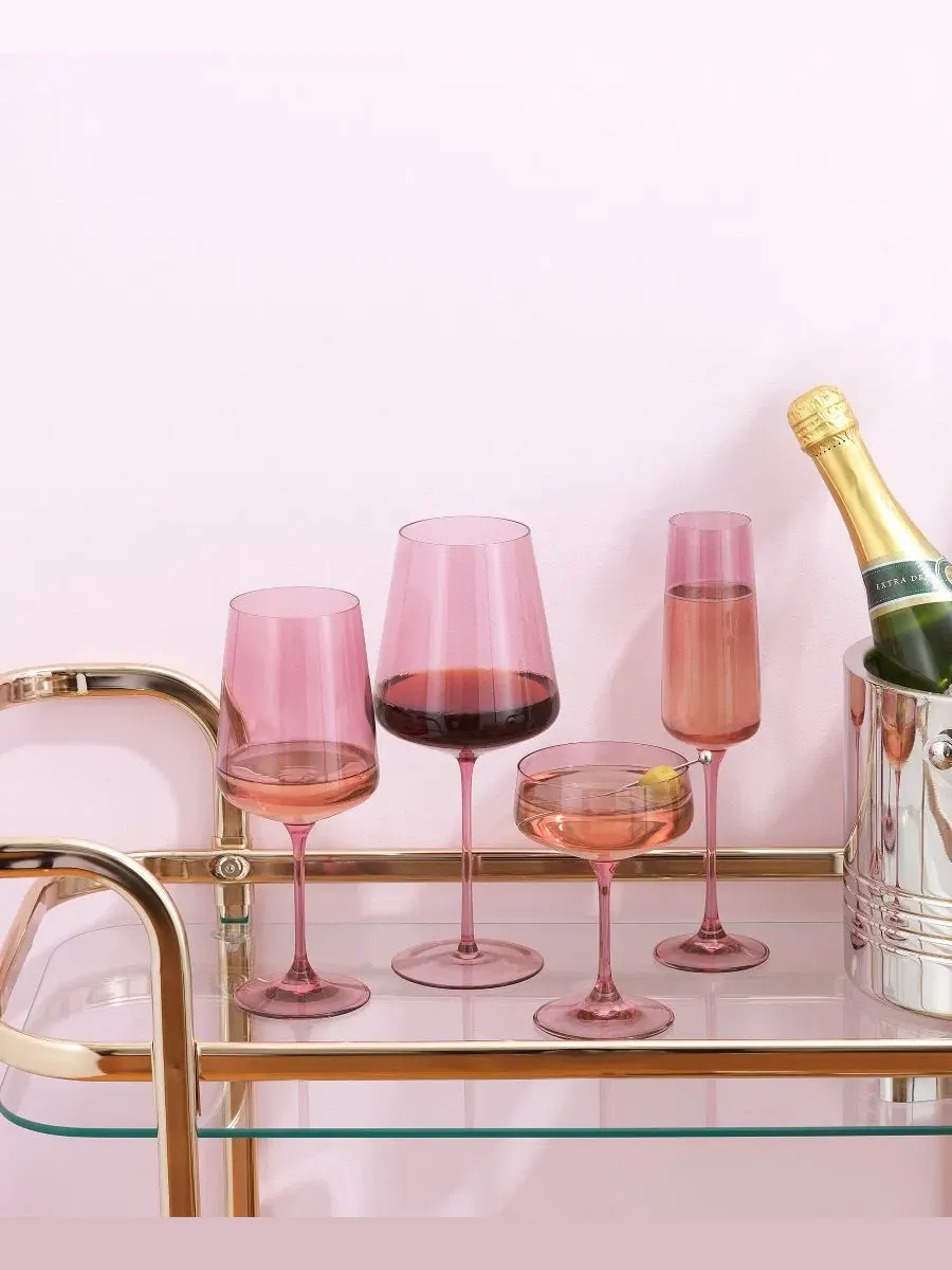 Набор из 16 бокалов Sidney Stemware JoyJolt — изображение 2 из 6, пудровый розовый