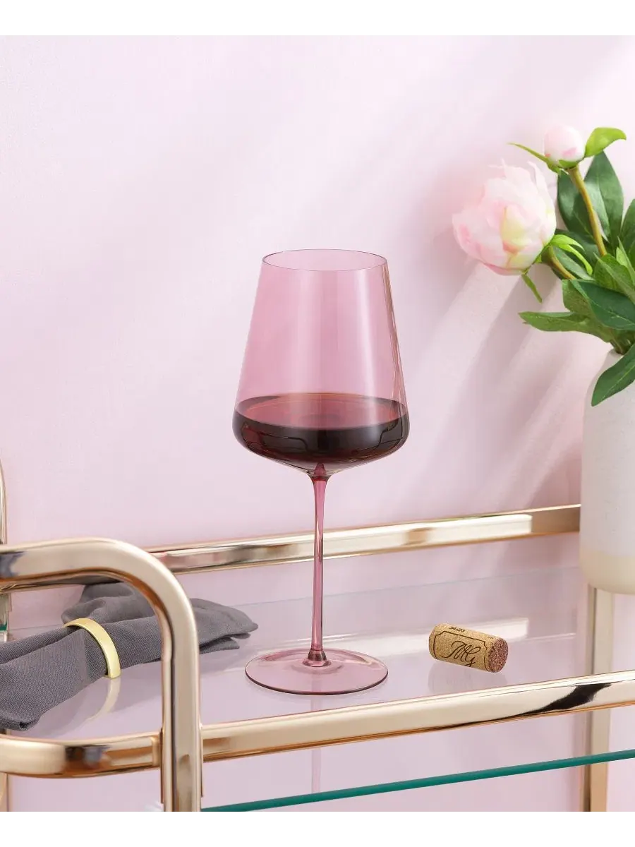 Набор из 16 бокалов Sidney Stemware JoyJolt — изображение 3 из 6, пудровый розовый