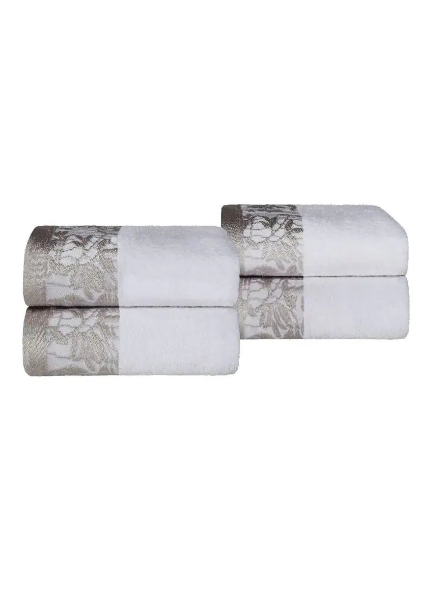 Комплект полотенец для рук Wisteria Floral Embroidered Jacquard Border Cotton Superior, 4 шт