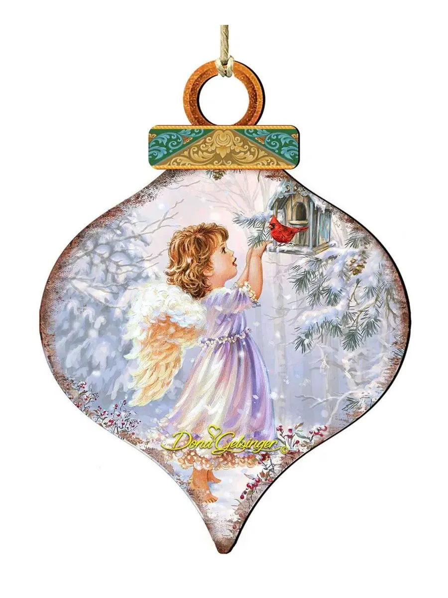 Елочная игрушка из дерева Red Robin Woodland Angel Designocracy — мульти