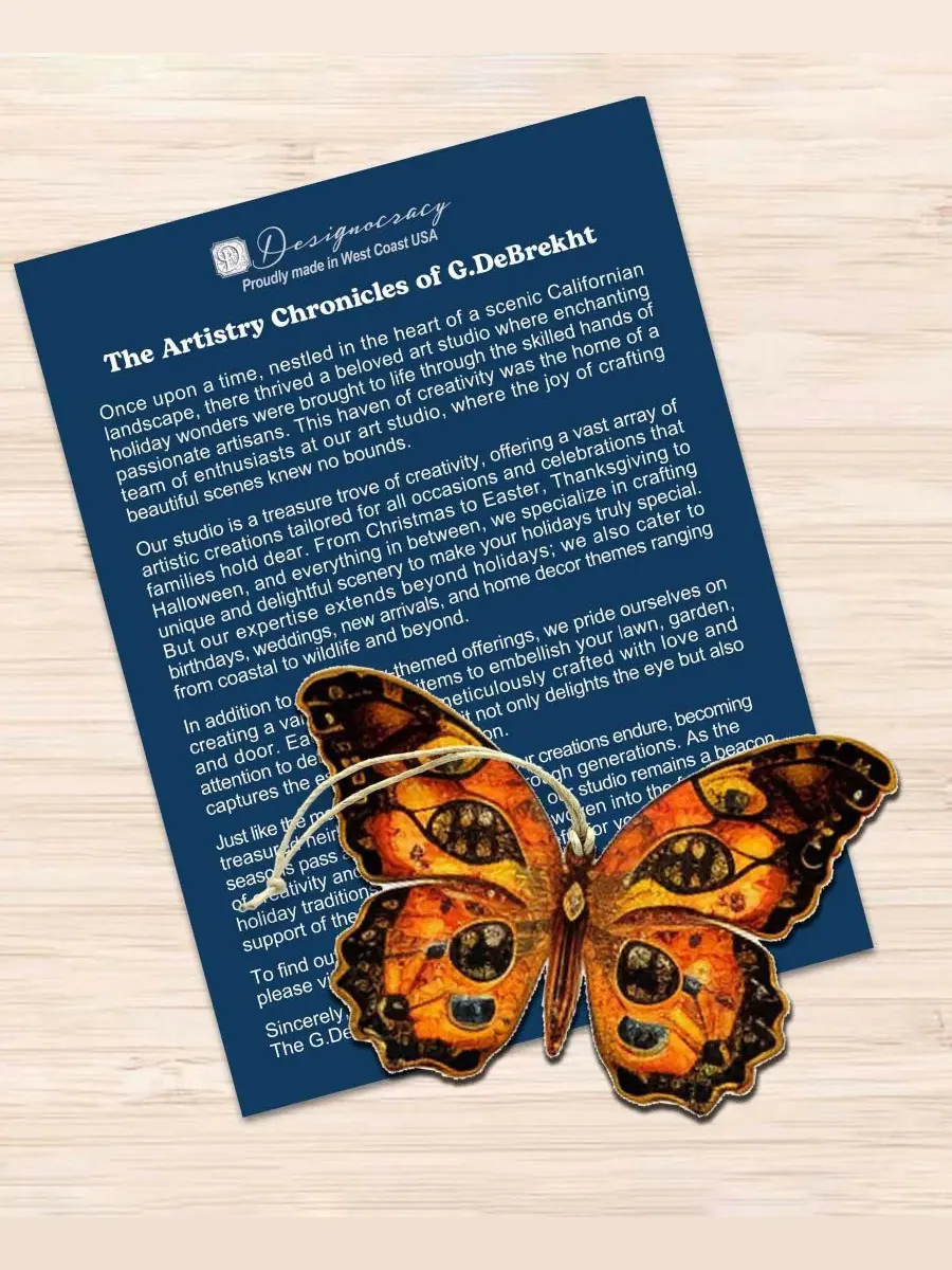 Набор из 3 деревянных елочных украшений Summer Butterfly Designocracy — изображение 6 из 8, мульти