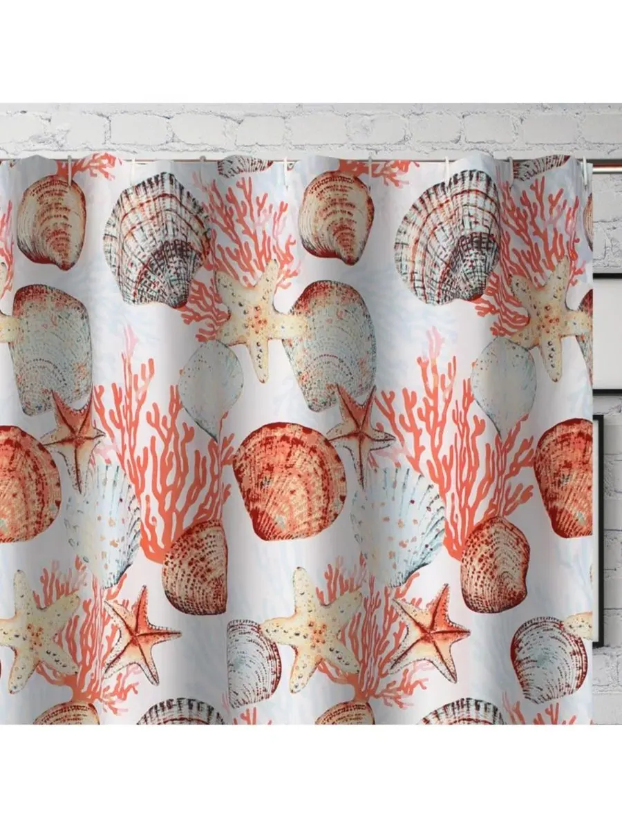 Шторка для ванной Beach Days Coral Greenland Home Fashions — изображение 2 из 3, коралл