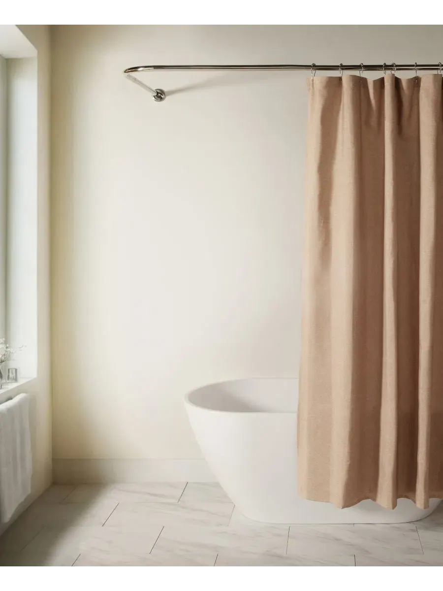 Шторка для ванной из полиэстера с эффектом льна, 183 x 183 см ienjoy Home — изображение 1 из 9, коричневый