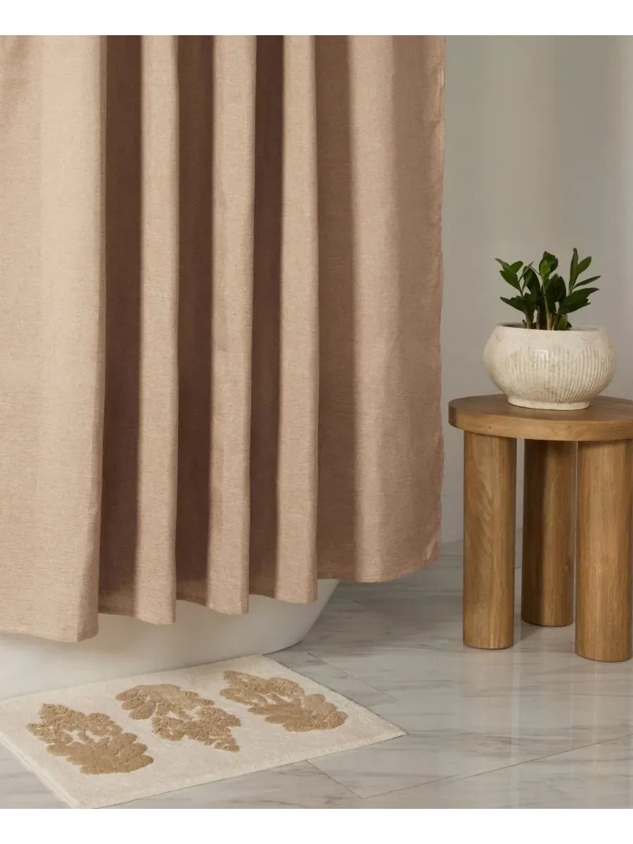 Шторка для ванной из полиэстера с эффектом льна, 183 x 183 см ienjoy Home — изображение 6 из 9, коричневый