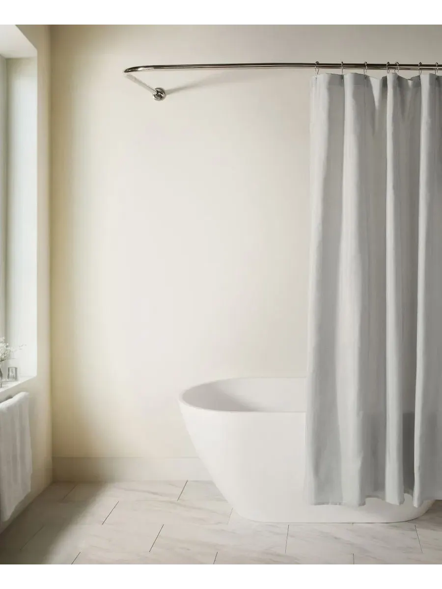 Шторка для ванной с эффектом льна, 183 x 183 см ienjoy Home — изображение 1 из 9, светлый серый